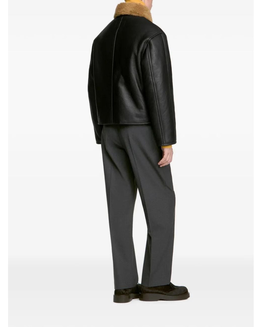 Sandro Black Shearling-Collar Jacket for men