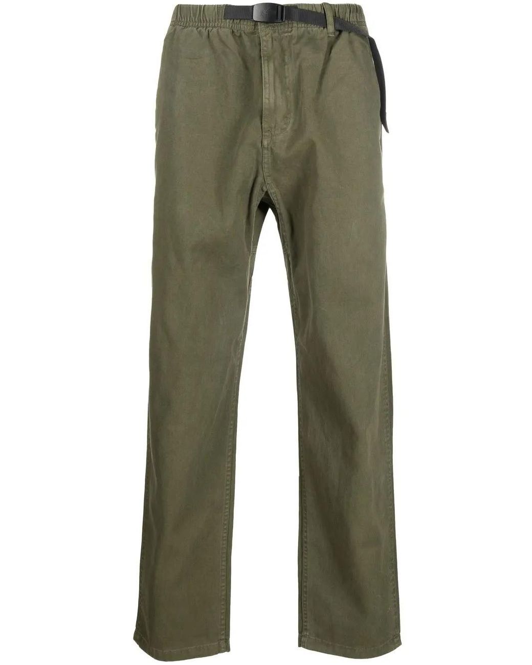 Gramicci Green Belted-Waist Straight-Leg Trousers for men