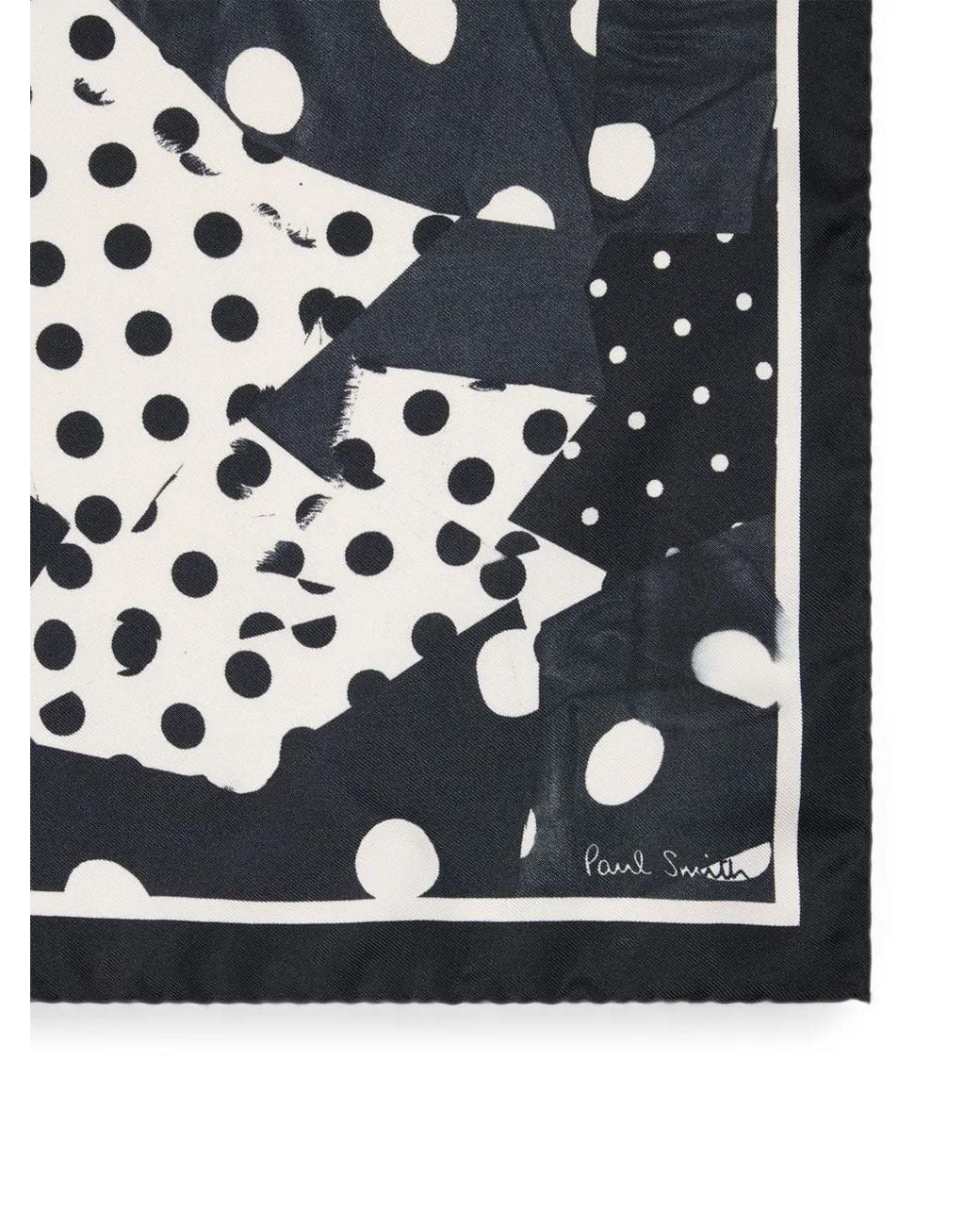 Paul Smith Black 'Patchwork Polka Dot' Silk Pocket Square for men