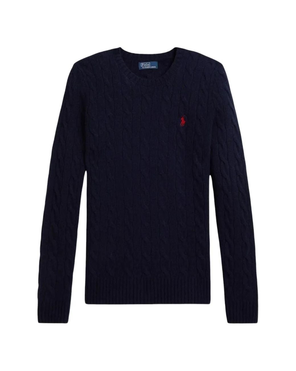 Polo Ralph Lauren Blue Cable Wool-Cashmere Crewneck Jumper