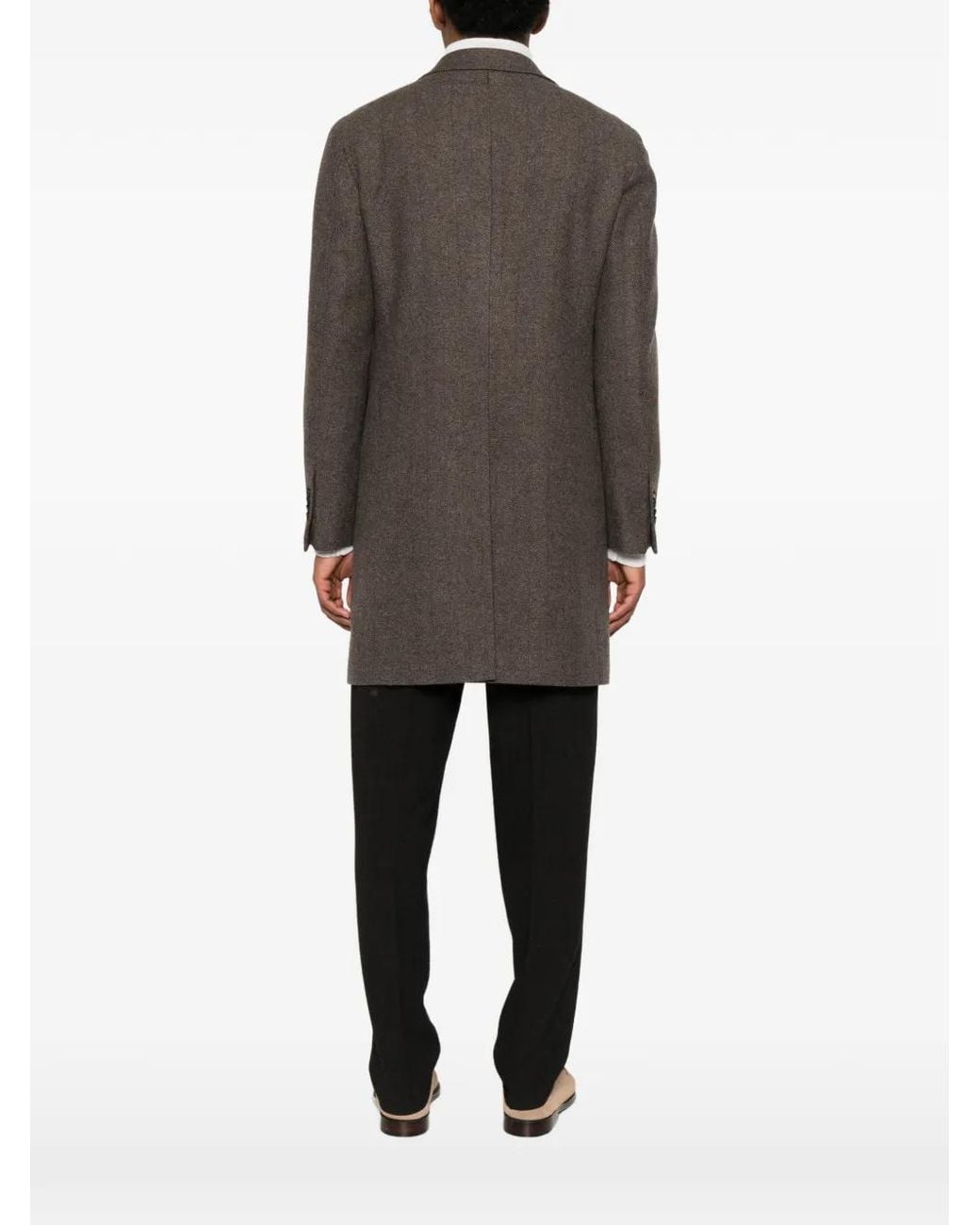 Tagliatore Brown Manteau Boutonné À Motif De Chevrons for men