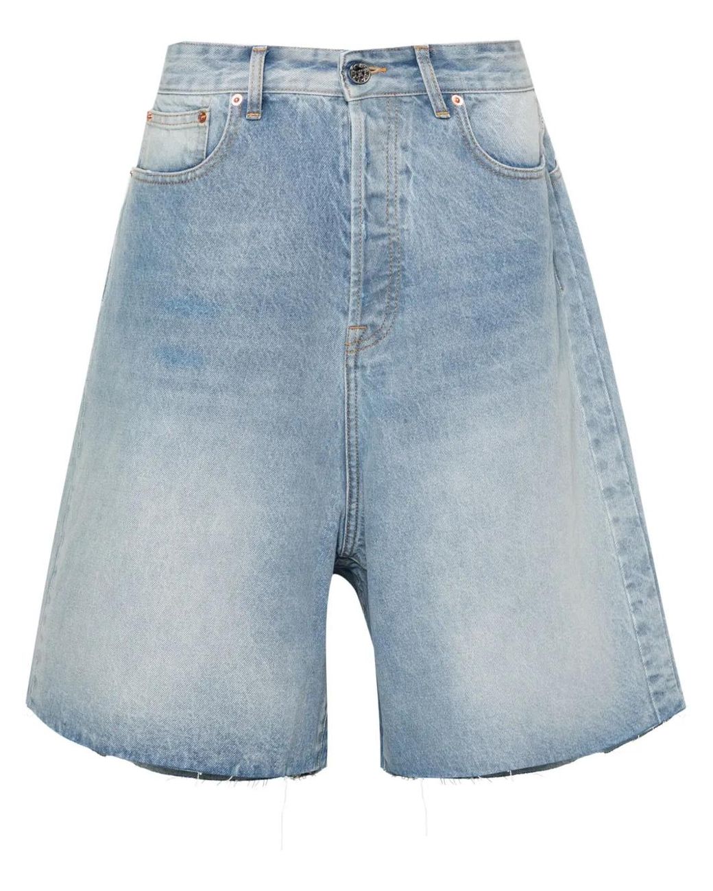 Vetements Blue Halbhohe Jeans-Shorts Mit Weitem Bein