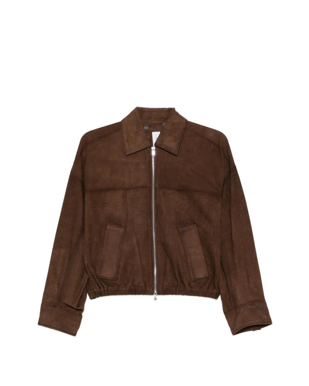 Bully Brown Perforated Zip Leather Jacket