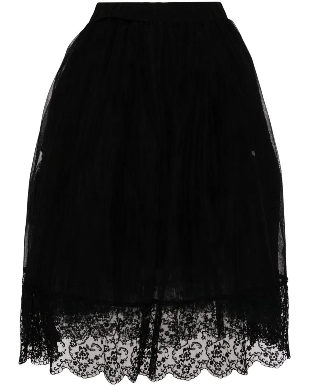 Simone Rocha Black Lace-Trim Tulle Midi Skirt