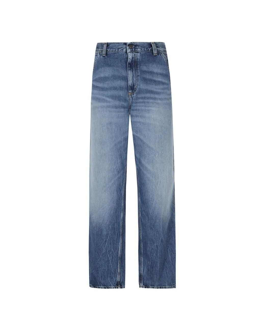 Carhartt Blue Single Knee Used-Effect Jeans for men