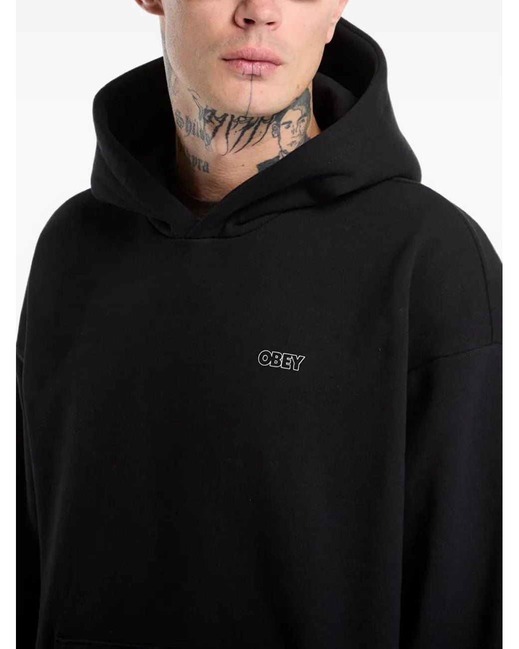 Obey Black Treble Extra Heavy Hoodie for men