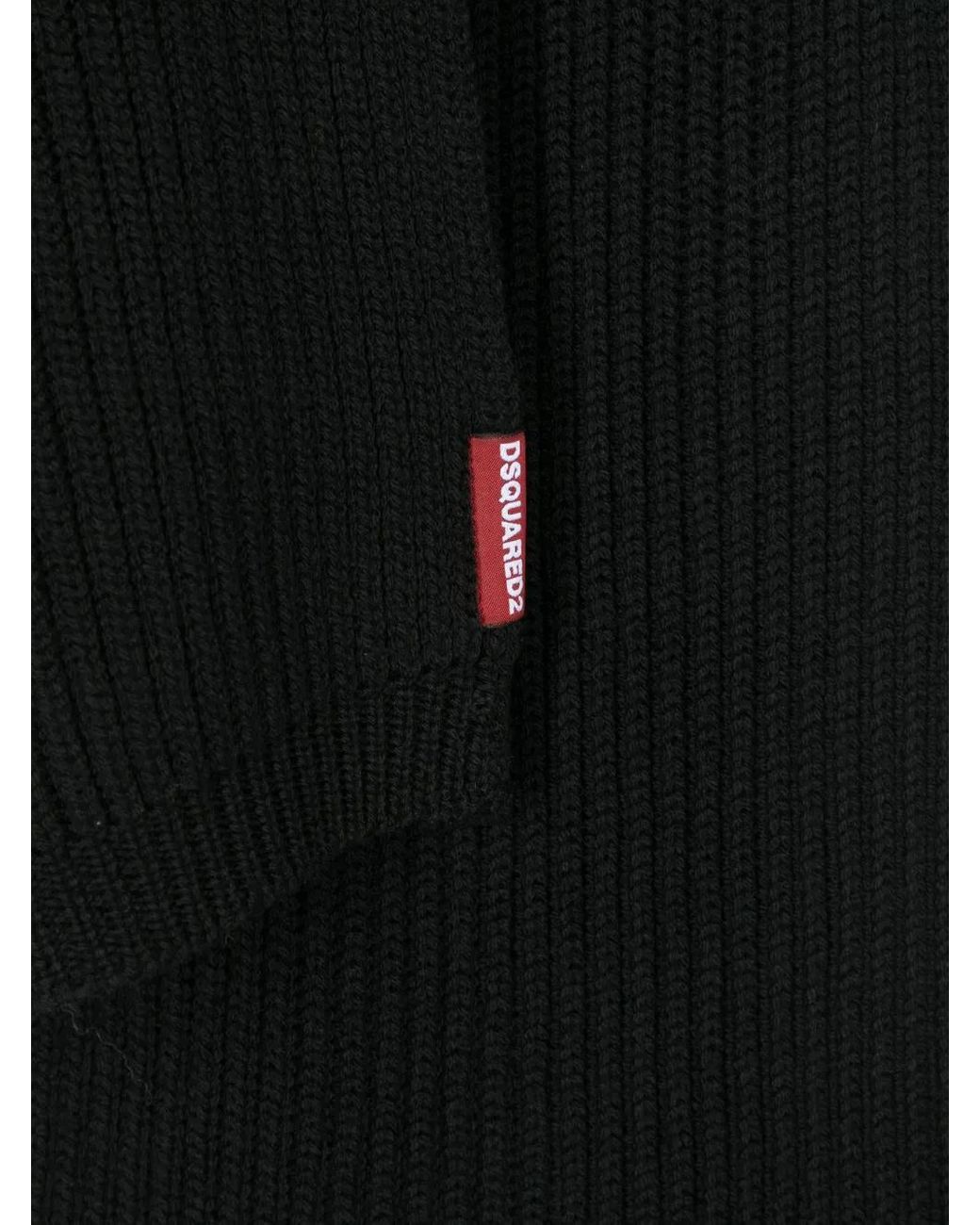 DSquared² Black Wool Scarf And Beanie Set for men