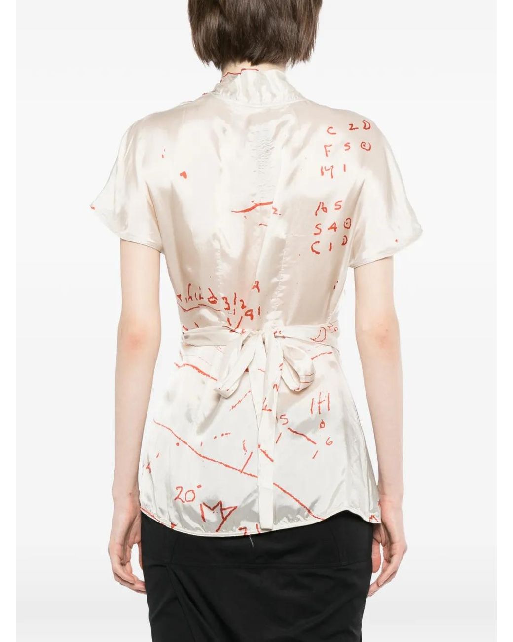 Blusa Wrap Ss Rick Owens de color White