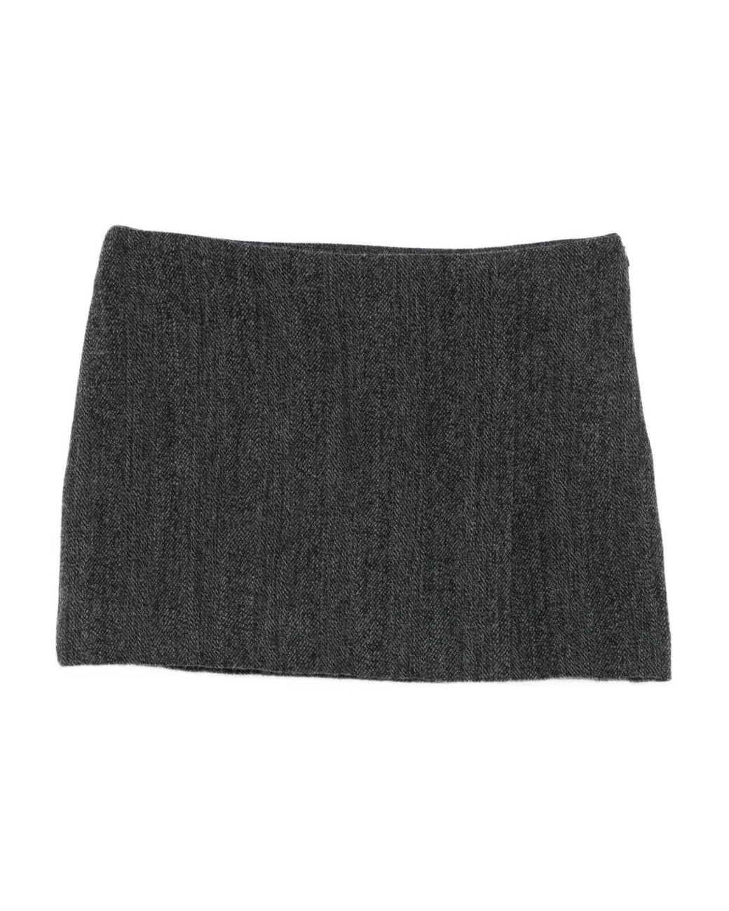 P.A.R.O.S.H. Black Herringbone Mini Skirt