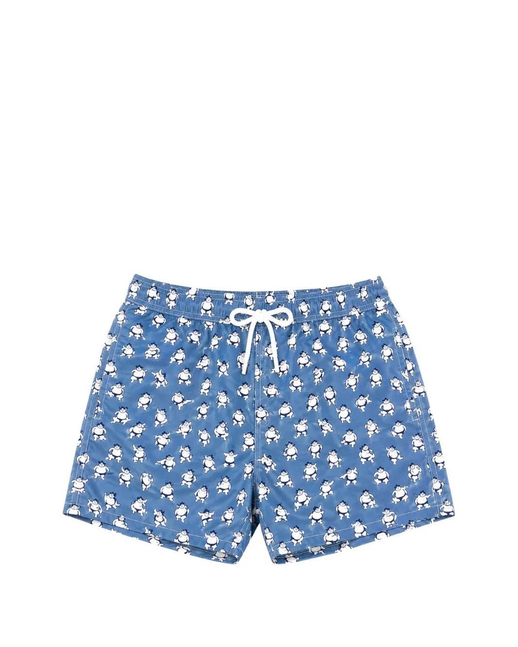 Mc2 Saint Barth Blue Short De Bain À Imprimé Sumo Et Lien De Resserrage for men
