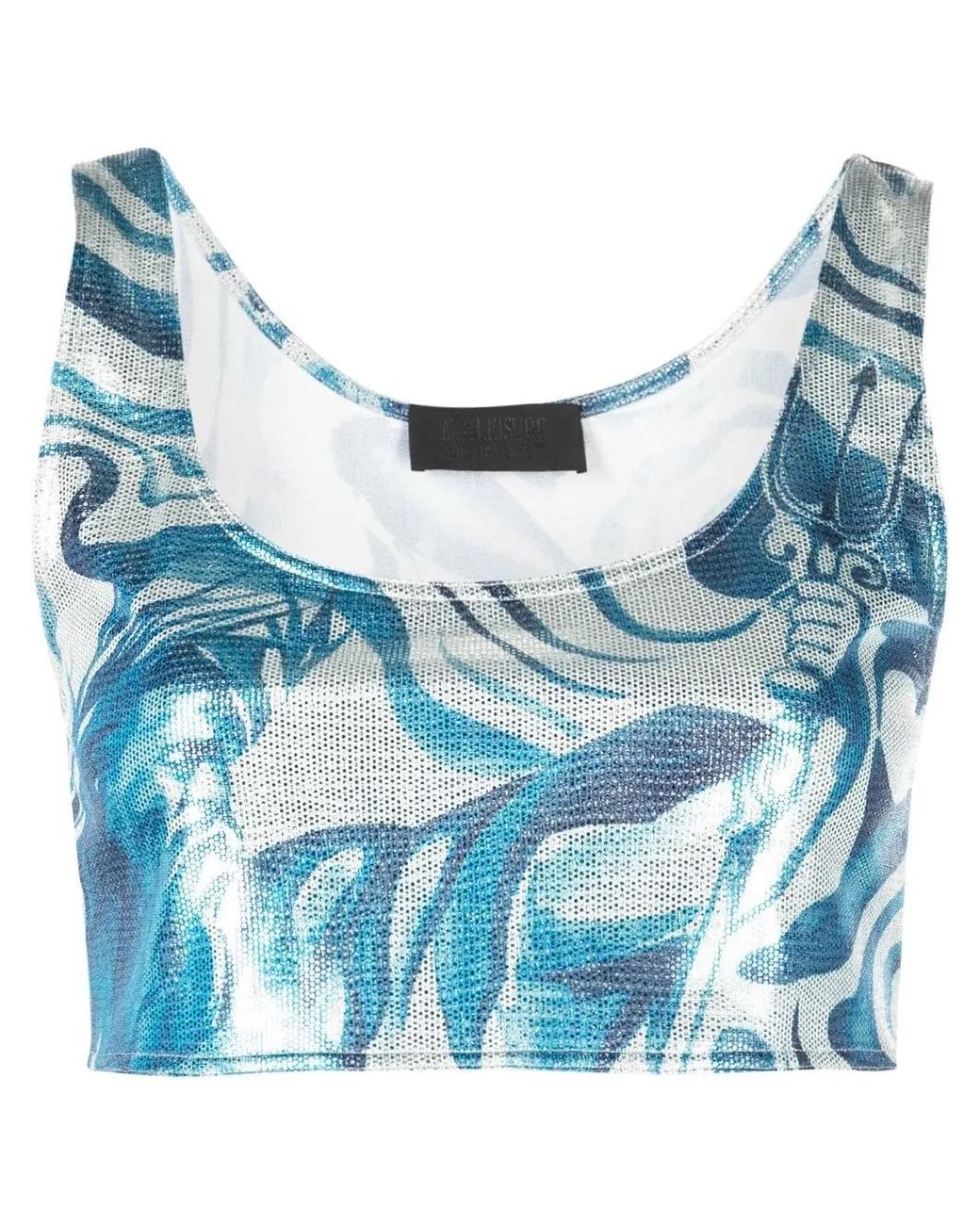 Alberta Ferretti Blue Swirl Print Crop Top