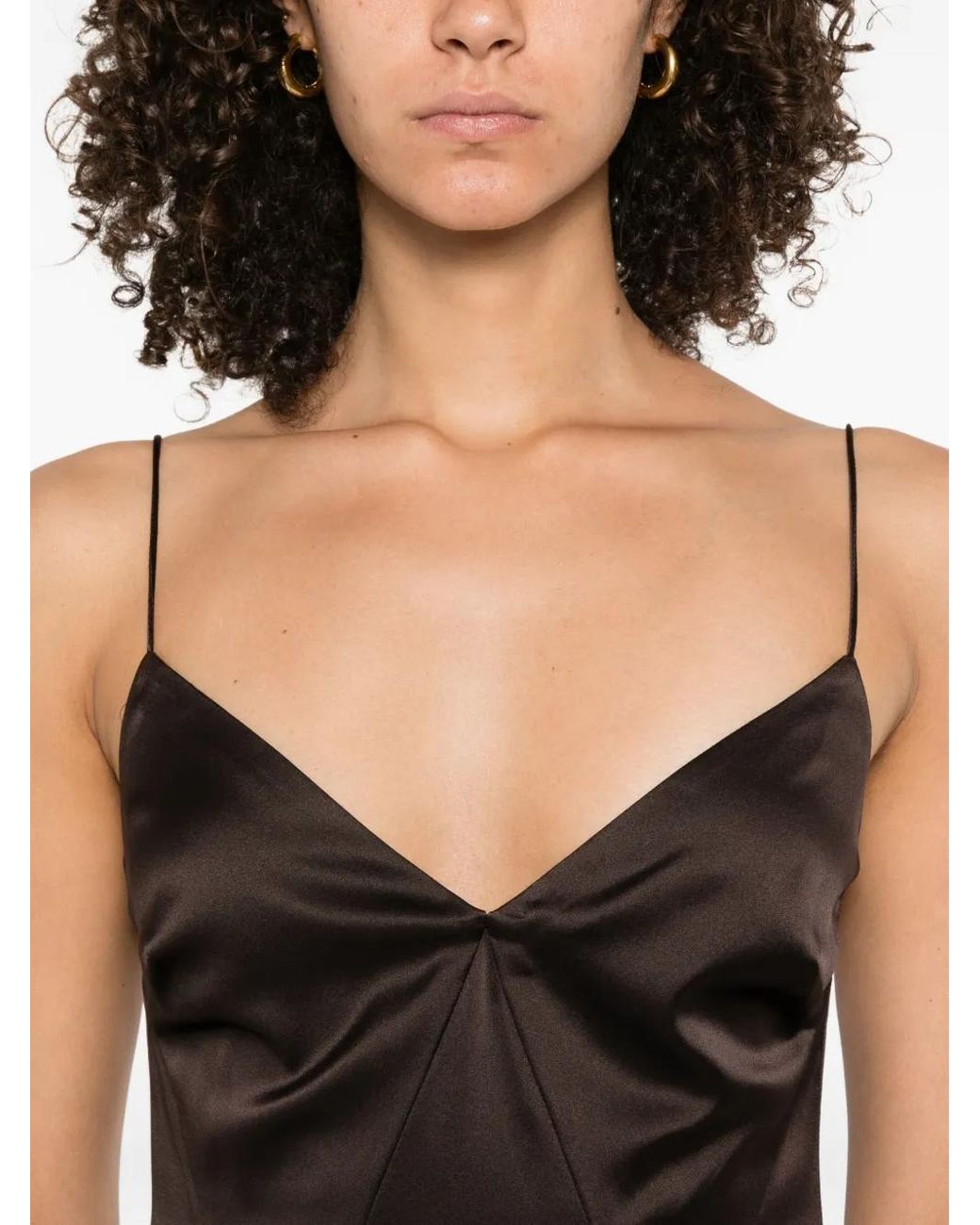 Staud Brown Trinity Lace-Insert Maxi Dress