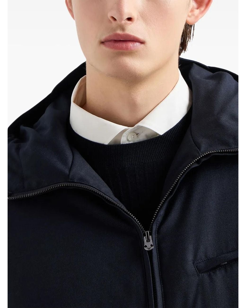 Emporio Armani Blue Wool Blend Jacket for men