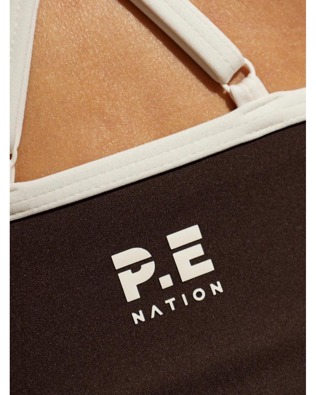 P.E Nation Brown Paramount Logo-Print Top