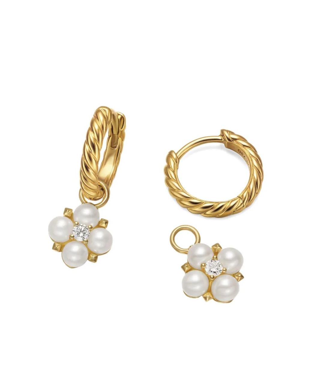David Yurman Metallic 18Kt Petite Modern Renaissance Pearl Drop Earrings