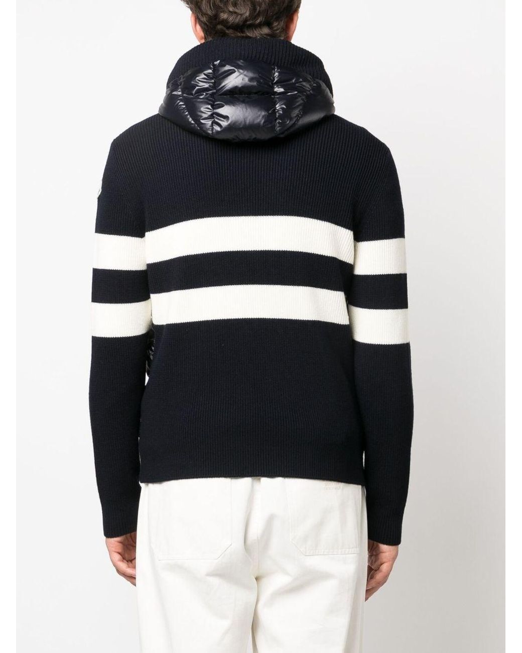 Moncler Stripe detail Panelled Padded Jacket in Black for Men