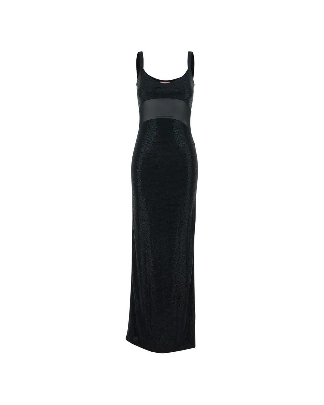 Twentyfourhaitch Black Robe Longue À Design Sans Manches