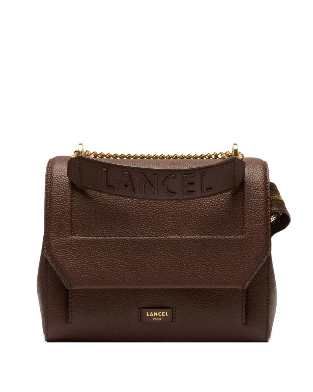 Lancel Brown Grainy Satchel Bag