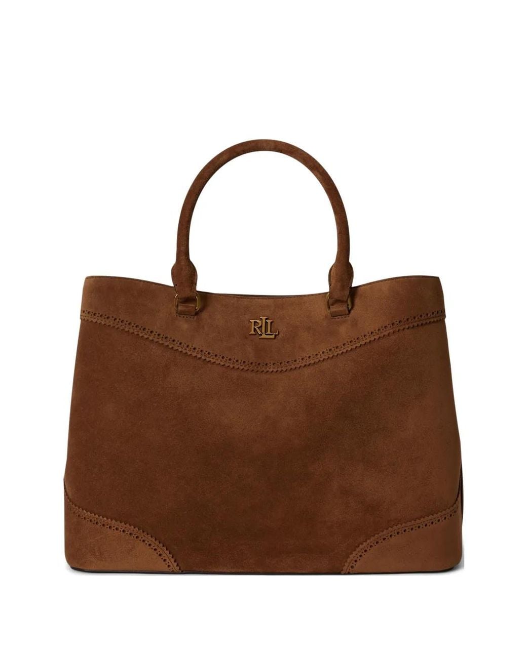 Ralph Lauren Brown Large Marcy Suede Tote Bag