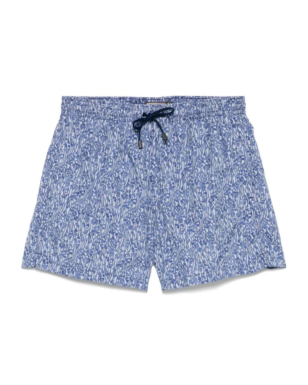 Canali Blue Printed Swim Shorts for men