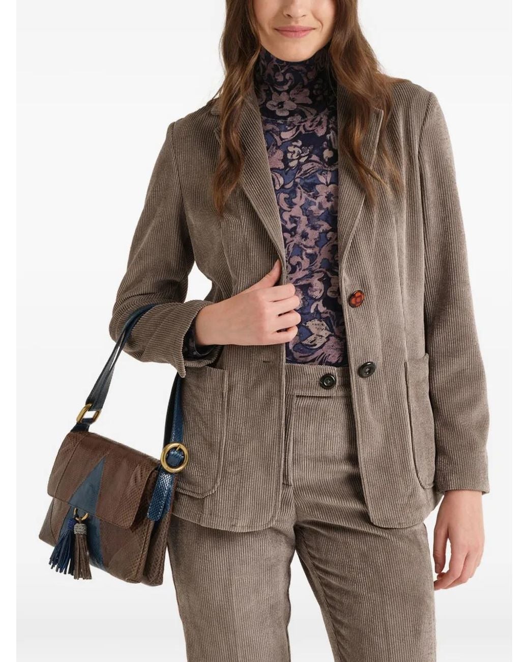 Maliparmi Brown Corduroy-Velvet Blazer