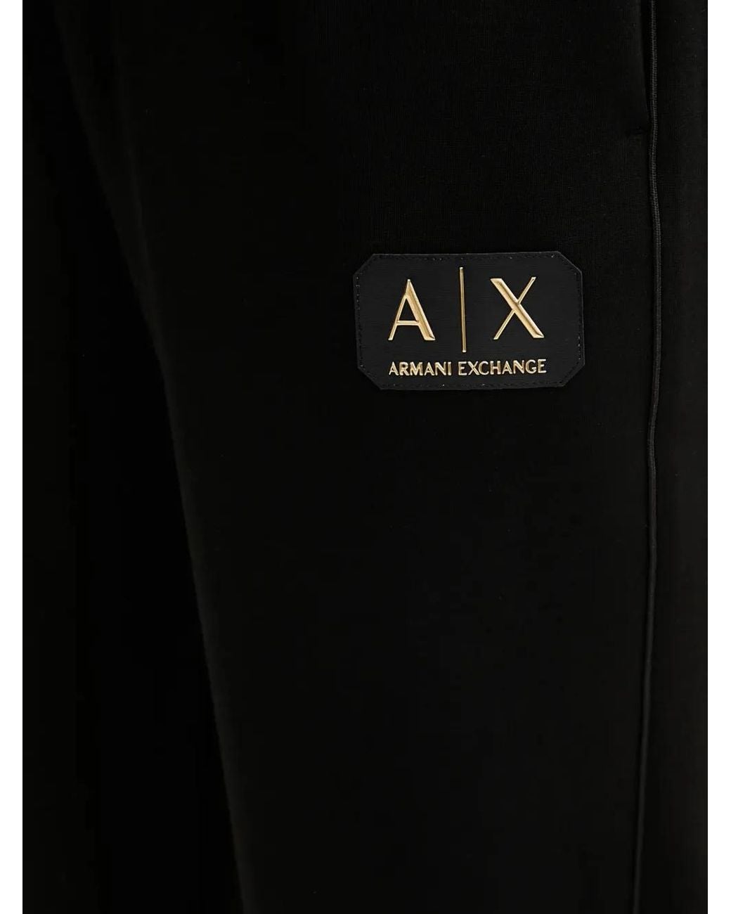 ARMANI EXCHANGE Black Logo-Patch Trousers for men