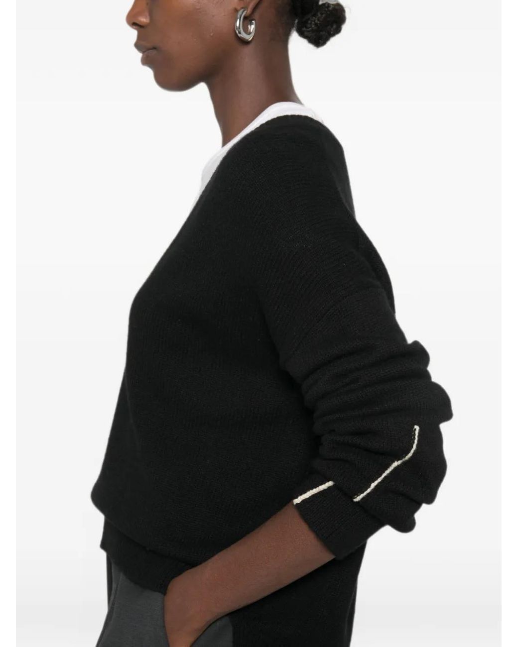 Bompard Black V-Neck Cashmere Sweater