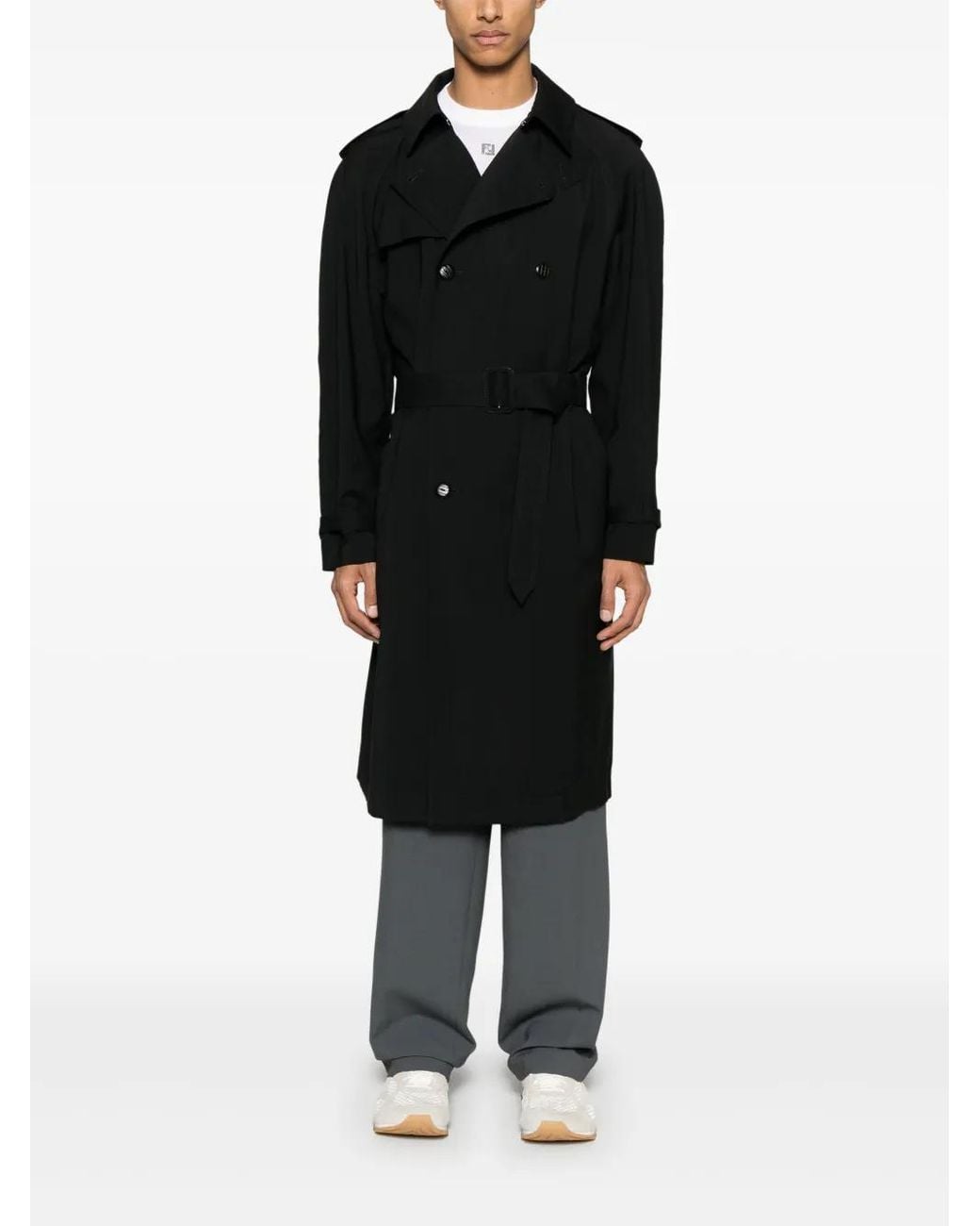 Fendi Black Belted Trench Coat for men