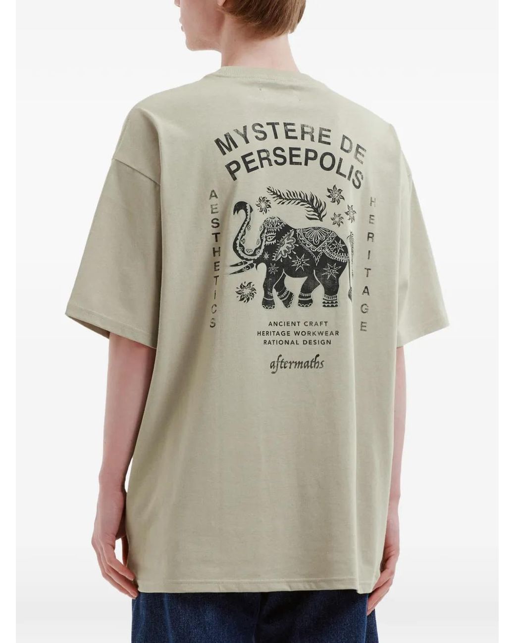 AFTERMATHS Gray Graphic-Print Cotton T-Shirt for men