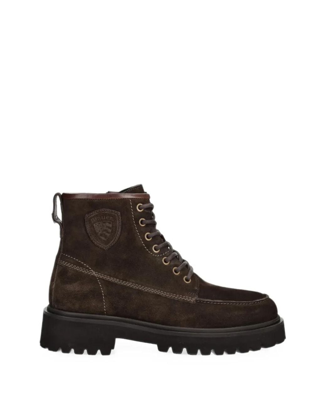 Blauer Brown Bottes En Daim À Lacets for men