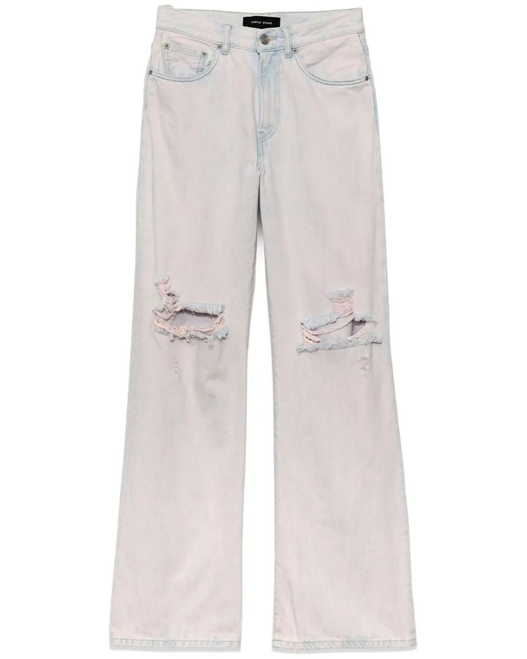 Purple Brand Gray Wide-Leg Ripped Jeans