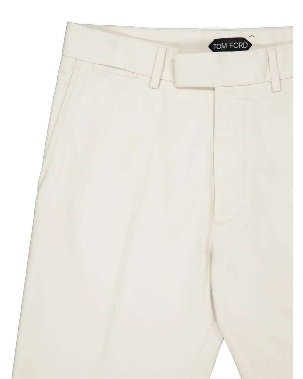 Tom Ford Natural Ivory Brushed Cotton Drill Chino Trousers With Horn Buttons for men