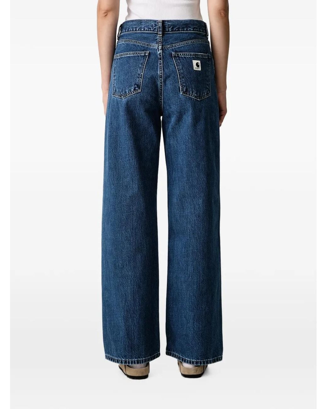 Carhartt Blue Jane Logo-Patch Wide-Leg Jeans