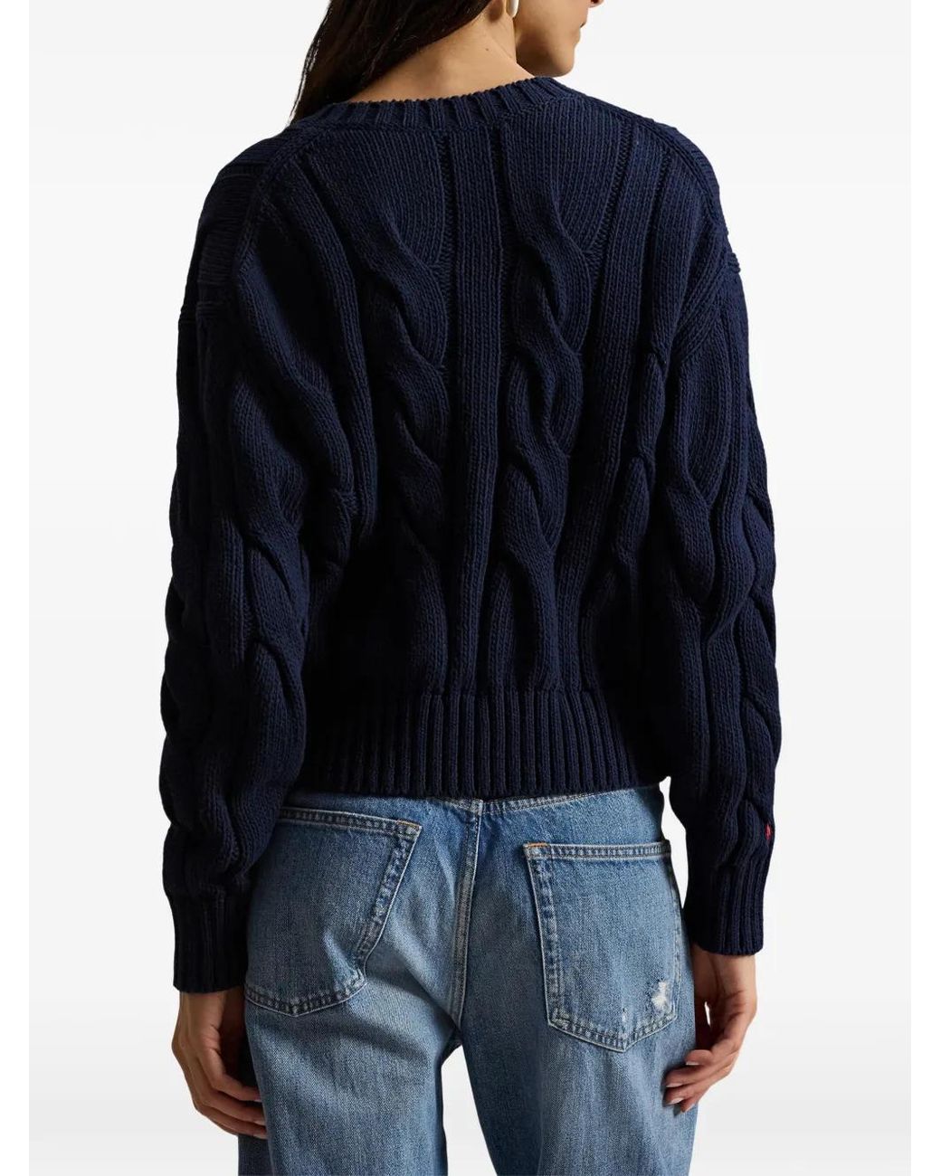 Polo Ralph Lauren Blue Cable-Knit Button-Up Cardigan