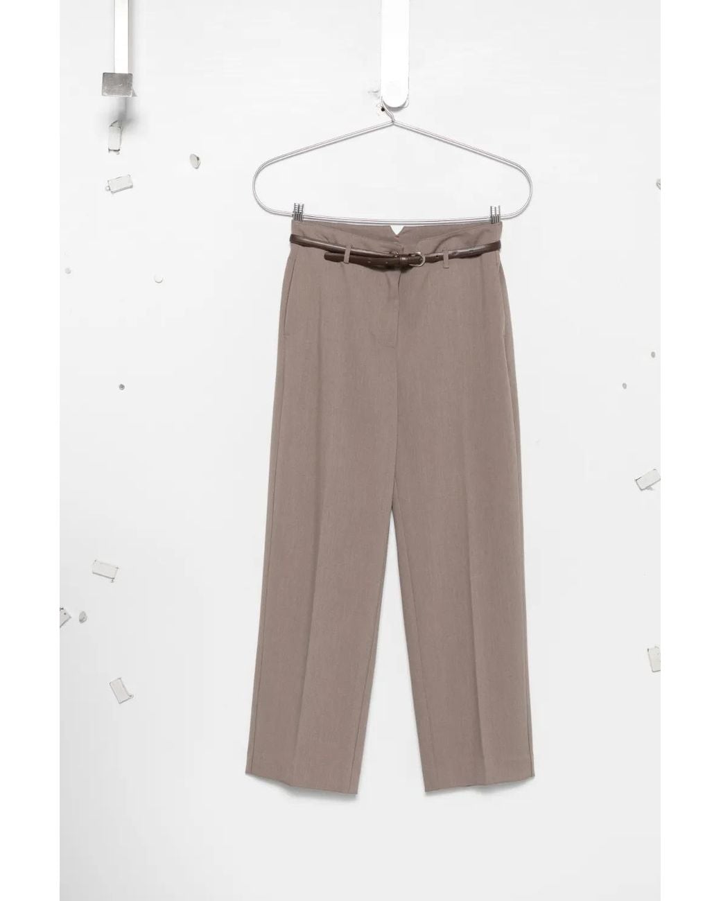 SOLOTRE White Belted Pressed-Crease Trousers