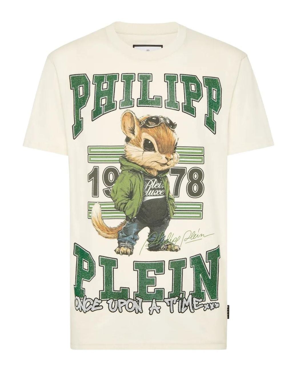 Philipp Plein Green Squirrel-Print Crew-Neck T-Shirt for men