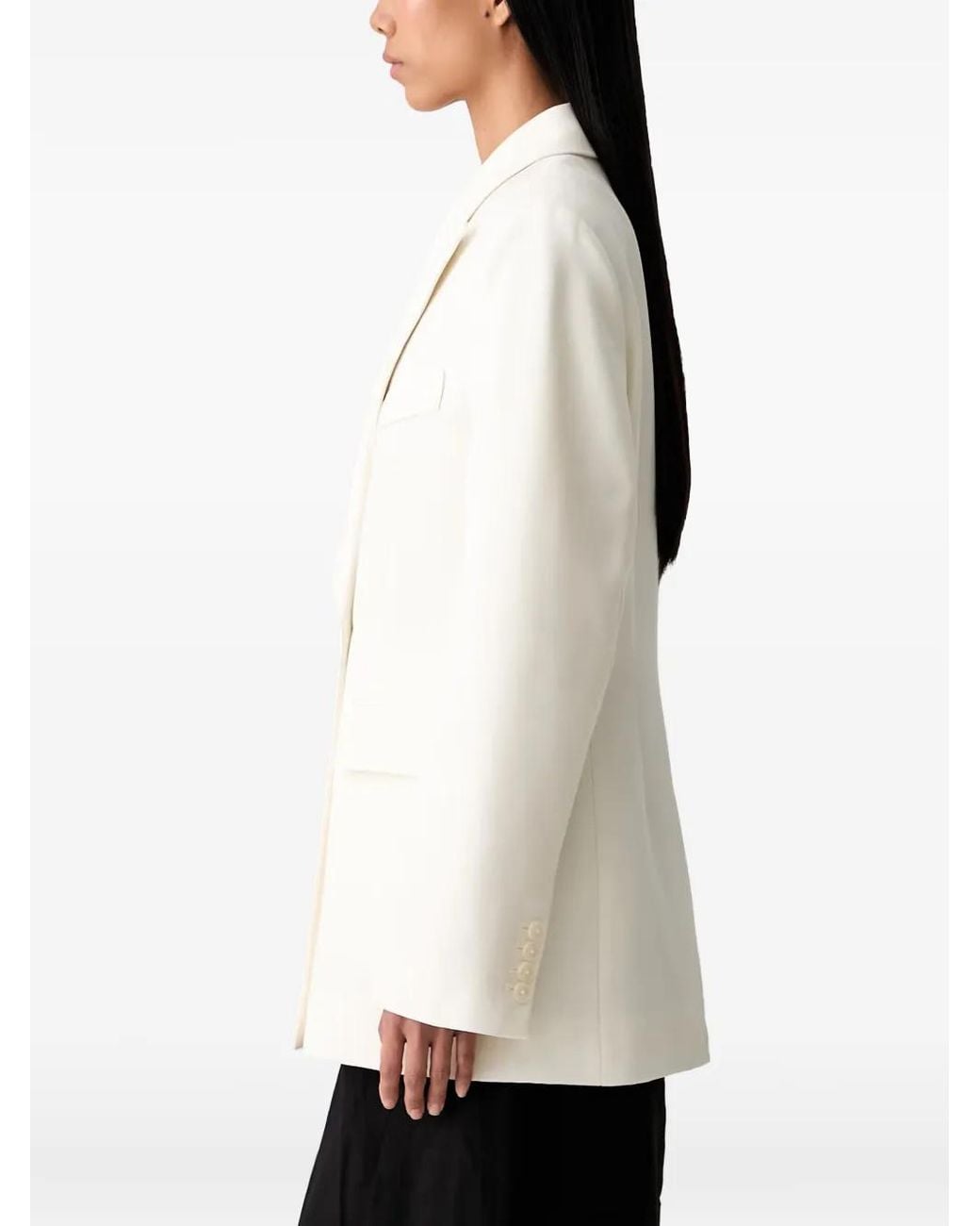 Anine Bing White Double-Breasted Peaked-Lapel Blazer
