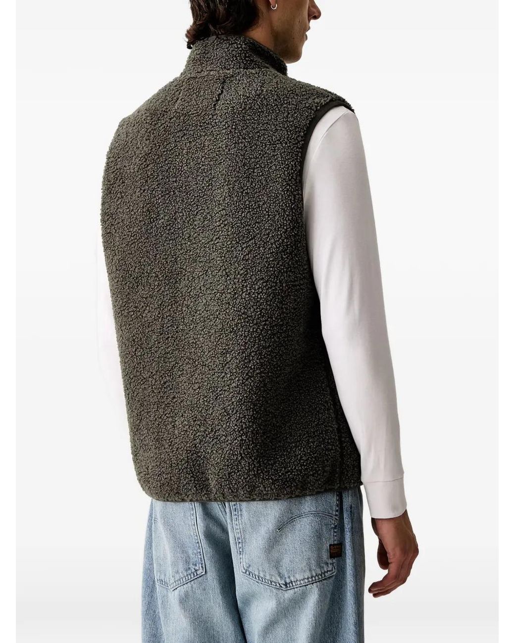 Marc O' Polo Black Fleece Zip-Up Gilet for men