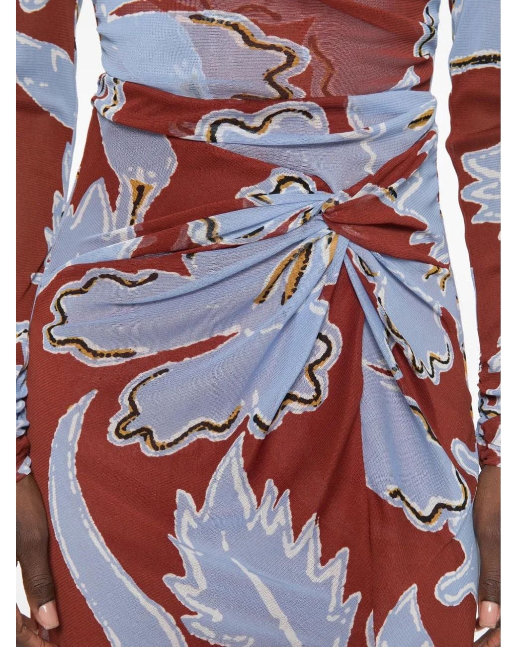 Diane von Furstenberg White Amadis Floral-Print Ruched Midi Dress