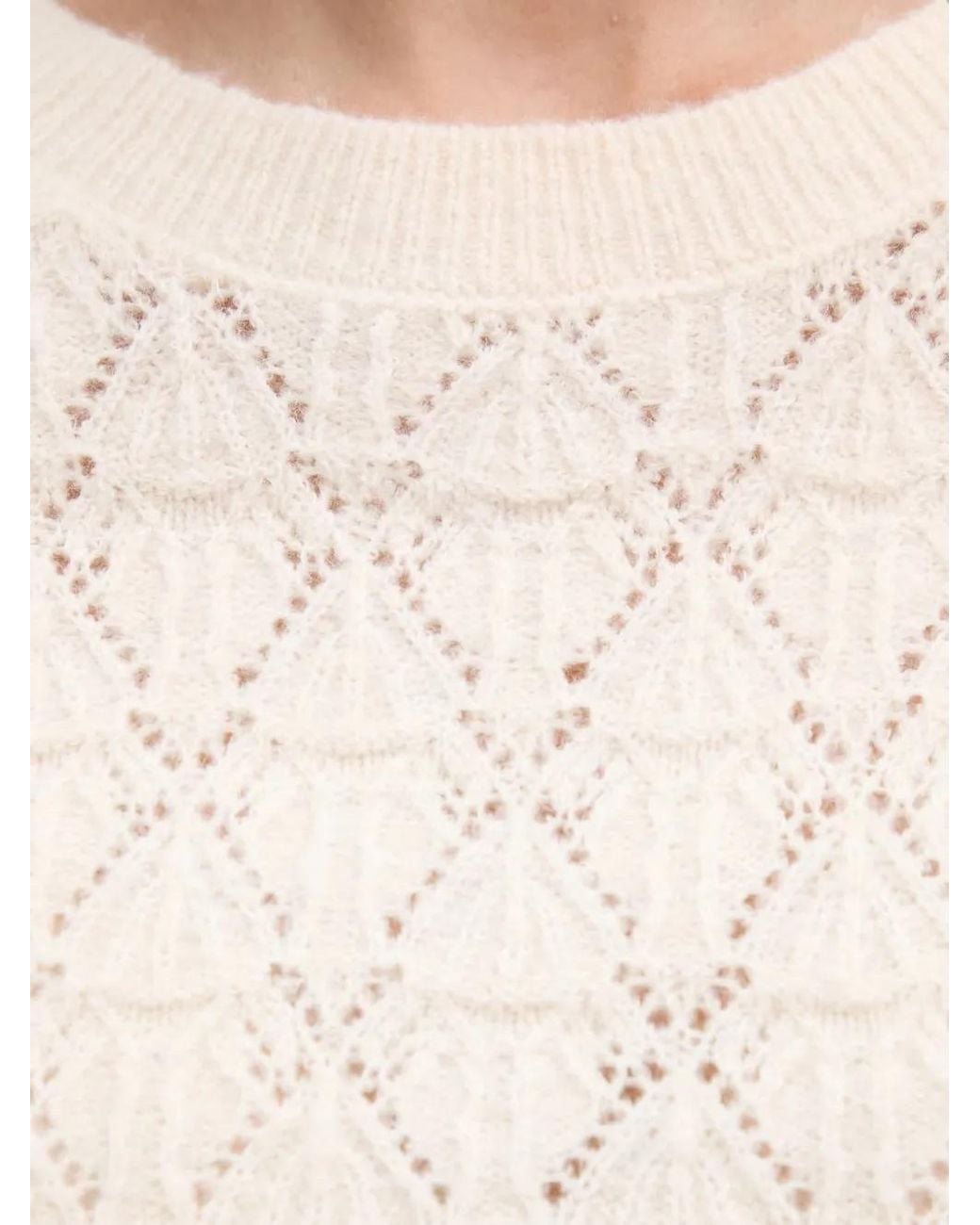 Morgan White Pullover Mit Rautenmuster