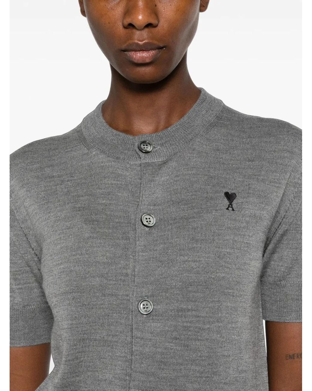 AMI Gray Ami De Coeur Short-Sleeve T-Shirt