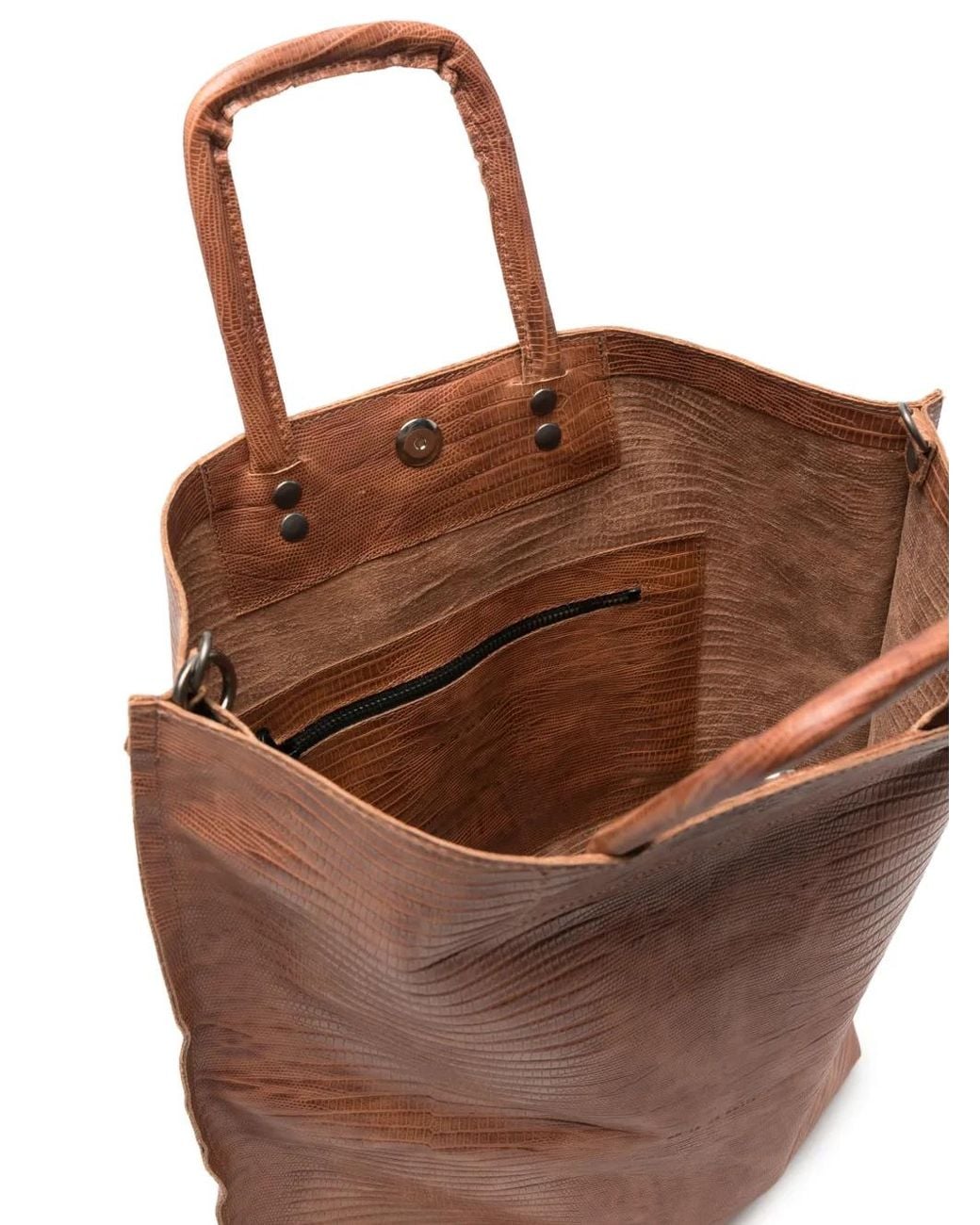 UN TÈ DA MATTI Brown Large Sporta Tejus-Effect Leather Tote Bag
