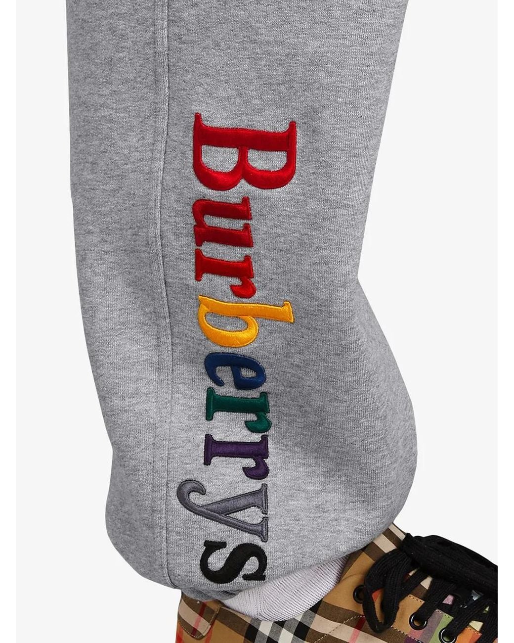 Burberry Gray Logo Detail Tracksuit Bottoms for men