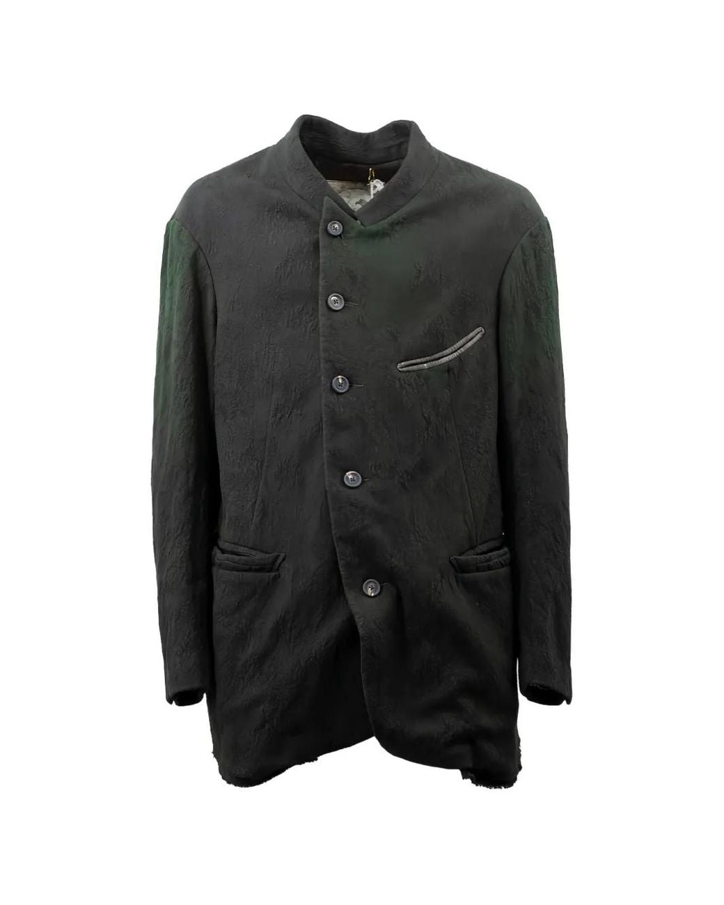 Ziggy Chen Black Crinkled-Finish Single-Breasted Jacket for men