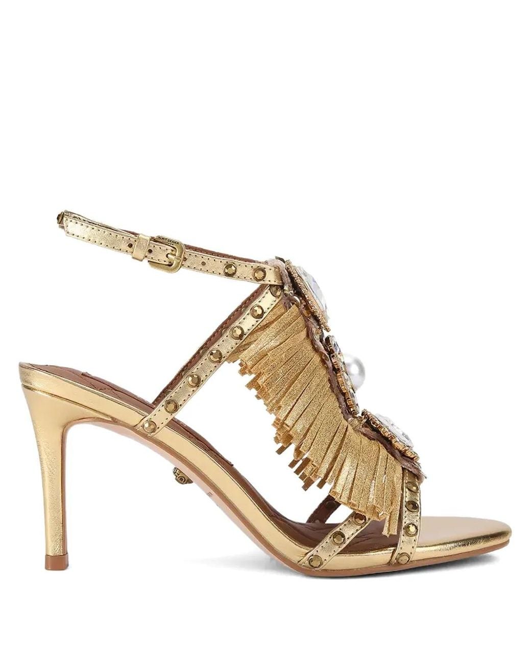 Kurt Geiger Metallic Fringed Embellished Sandals