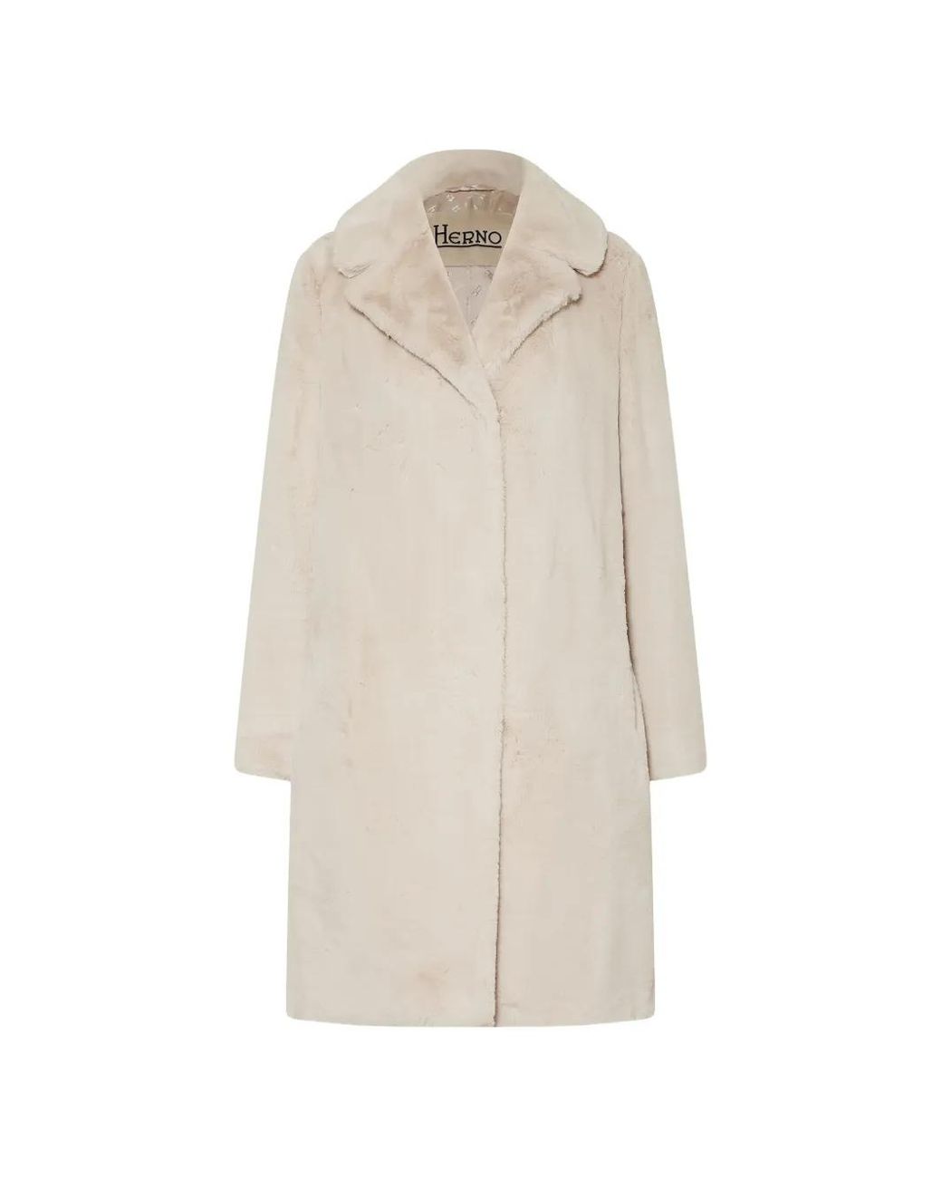 Herno White Concealed-Fastening Faux-Fur Coat