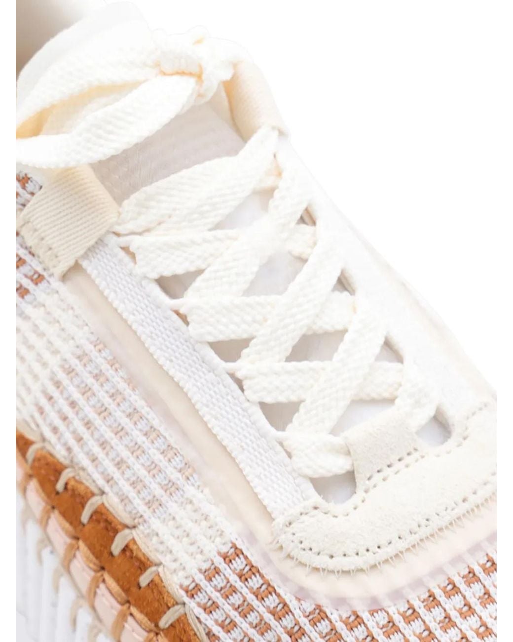 Chloé White Nama Textured-Sole Lace-Up Sneakers