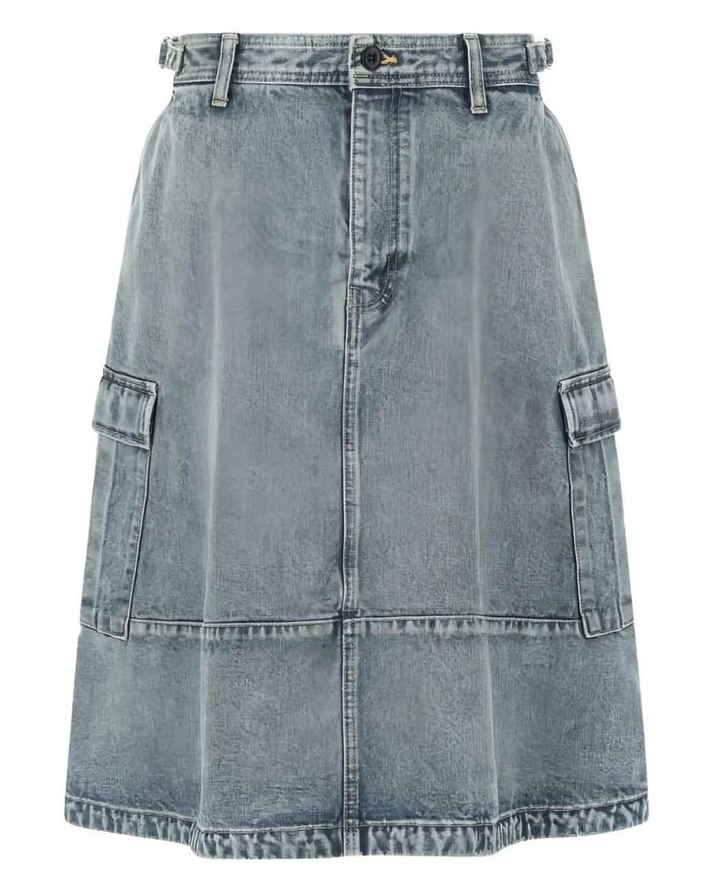 Balenciaga Blue Cargo Denim Midi Skirt