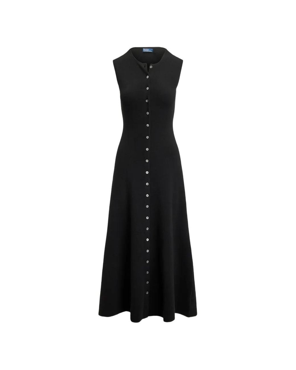 Polo Ralph Lauren Black Sleeveless Buttoned Midi Dress