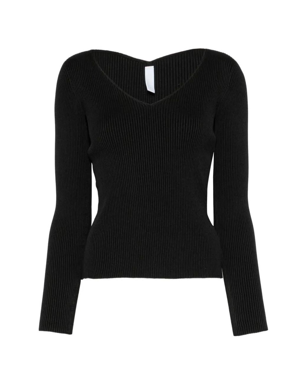 CFCL Black V-Neck Long-Sleeve Top